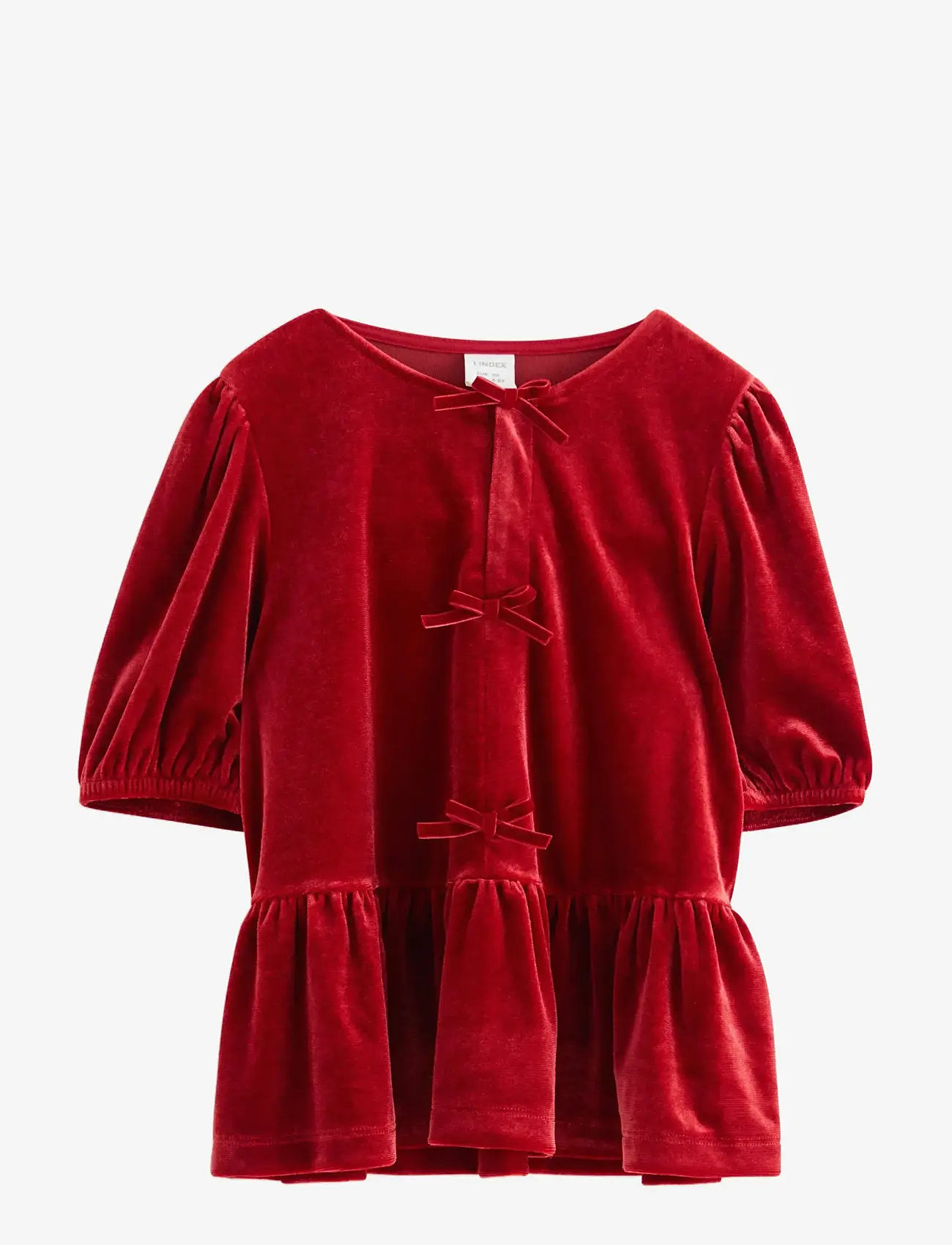Lindex - Kortärmad topp i sammet - blusar & tunikor - dark dusty red - 1