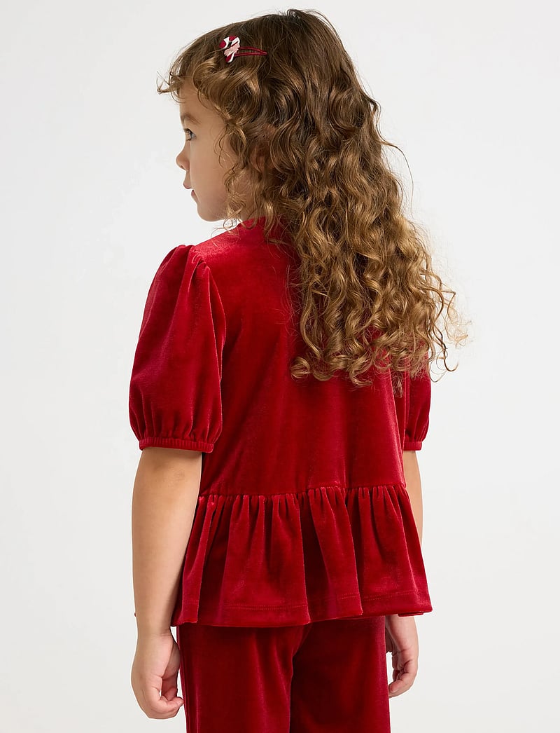 Lindex - Kortärmad topp i sammet - blusar & tunikor - dark dusty red - 3