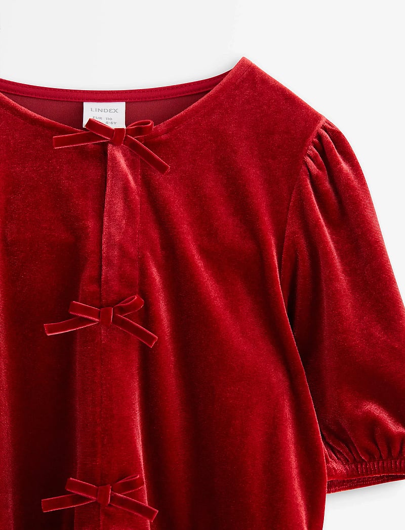 Lindex - Kortärmad topp i sammet - blusar & tunikor - dark dusty red - 5