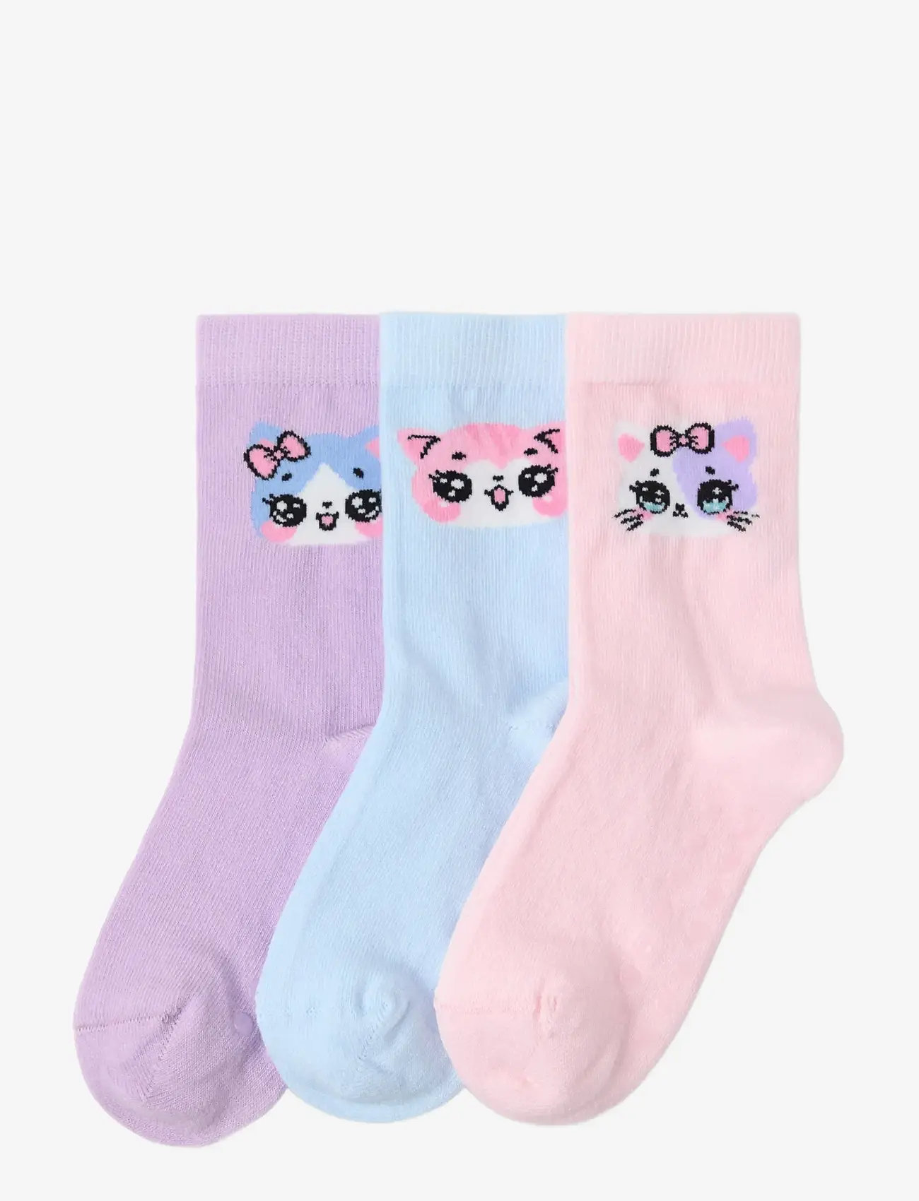 Lindex - Sock 3 p Kawaii - strümpfe - light pink - 0