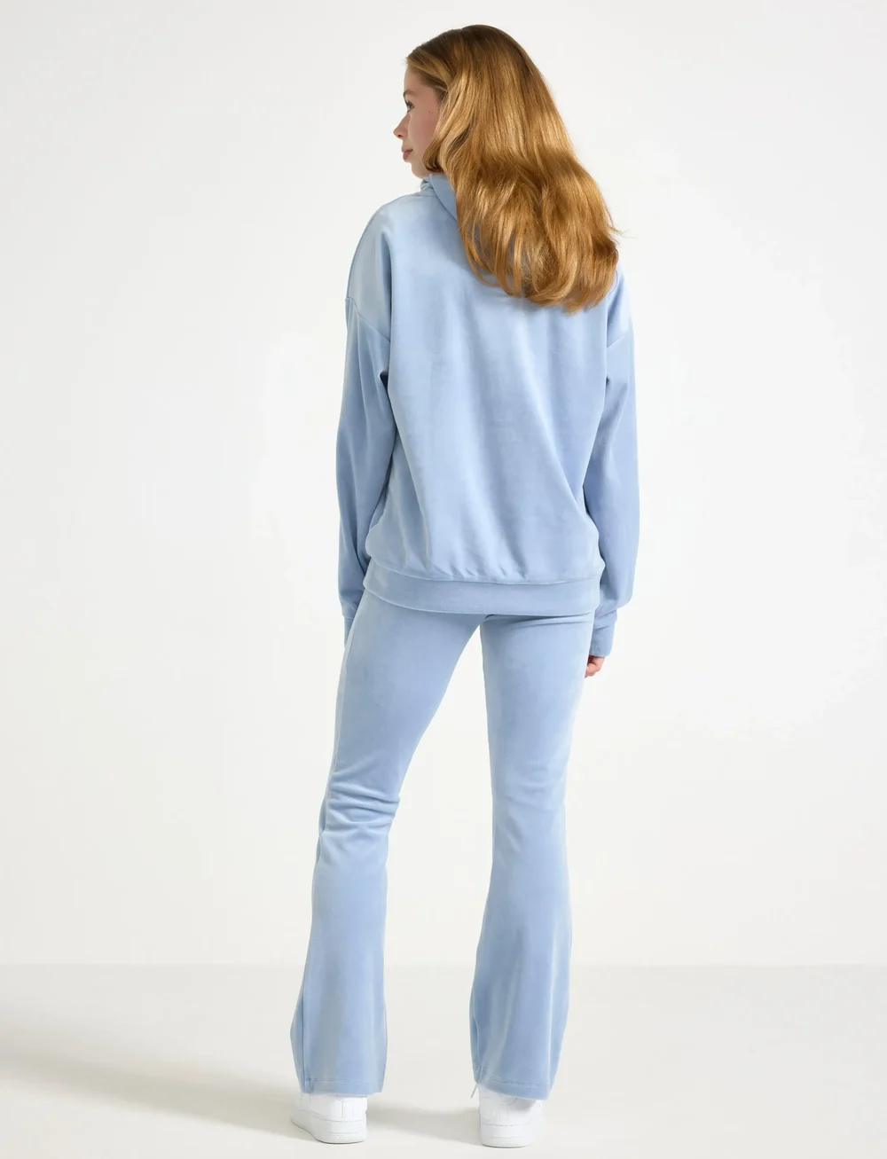 Lindex - Trousers flare velour - kelnės - light blue - 3