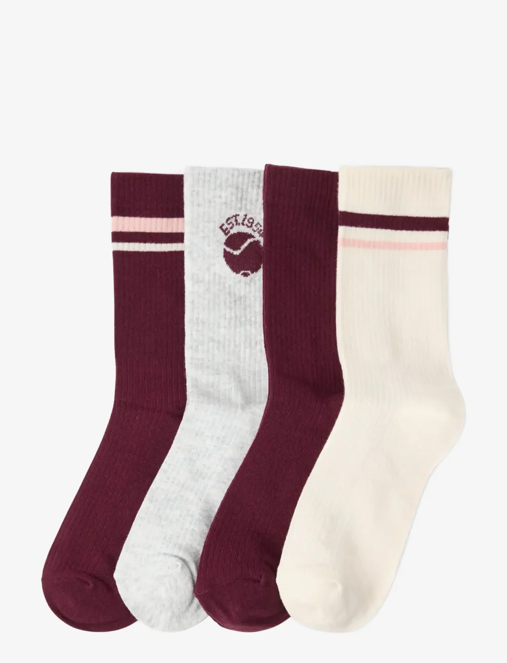 Lindex - Sock 4 p varsity - fashion trends - dark dusty red - 0