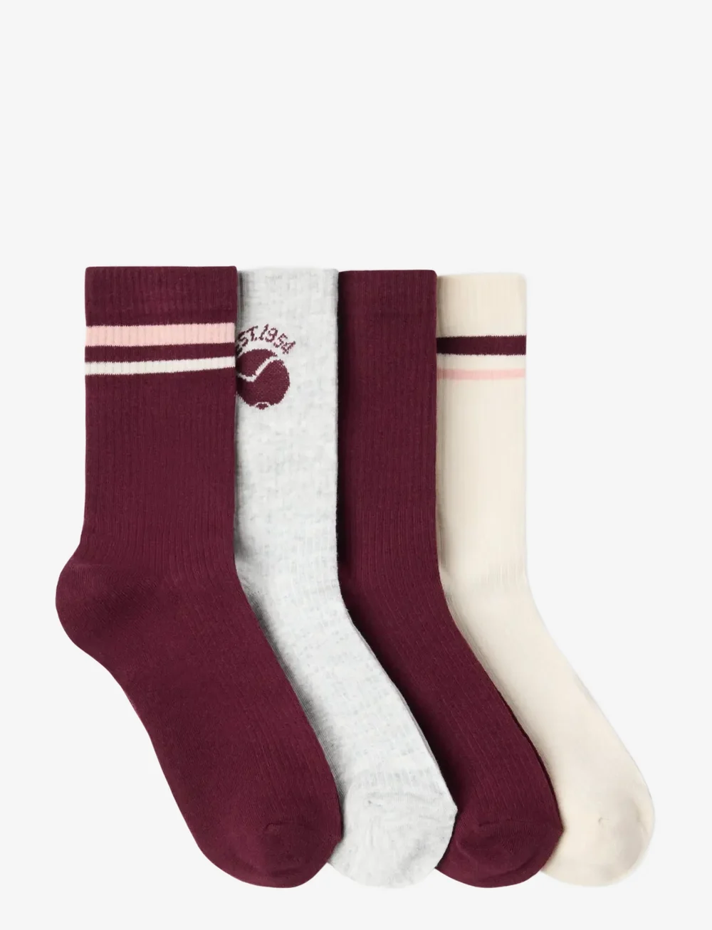 Lindex - Sock 4 p varsity - fashion trends - dark dusty red - 1