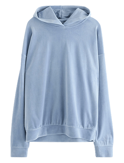 Lindex Sweatshirt hood velour - Kapuzenpullover - LIGHT BLUE / blue