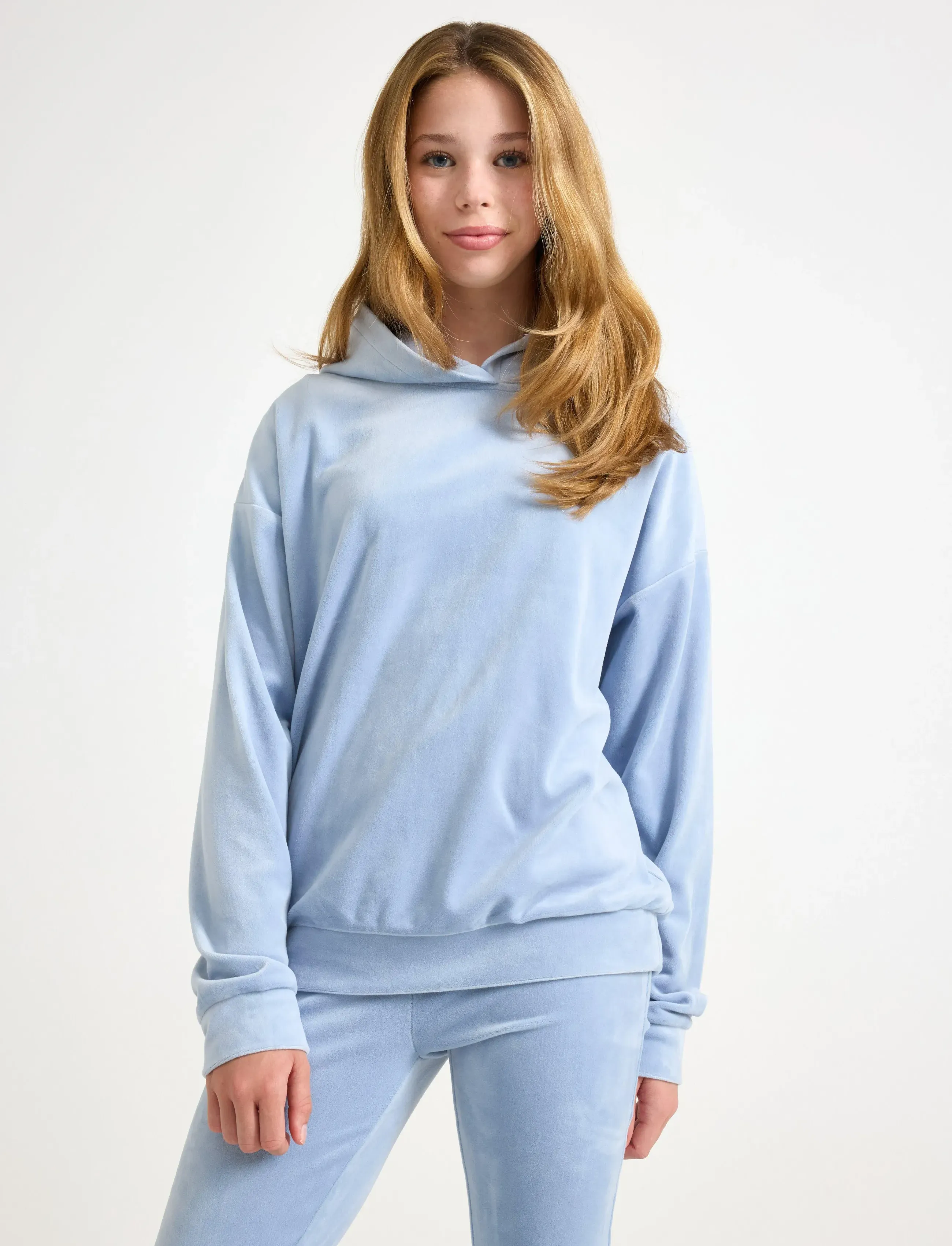 Lindex Sweatshirt Hood Velour, 170, Sweatshirts & Hoodies, Blau - Kinder