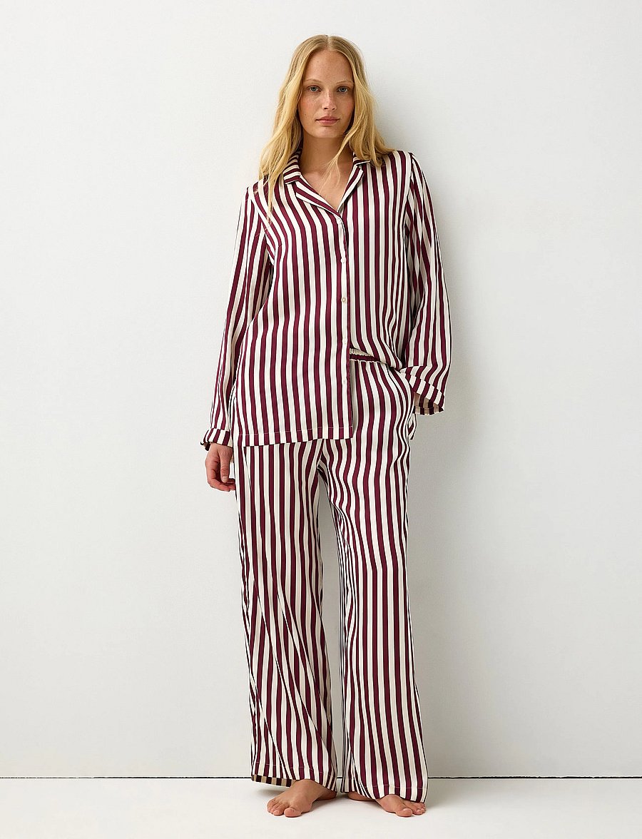 Lindex - Pyjama set satin - pidžaamad - dark dusty red - 0