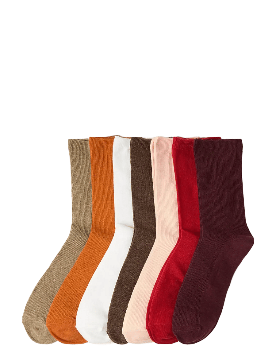 Lindex - Sock 7 p red neutrals - normale socken - dark beige melange - 0