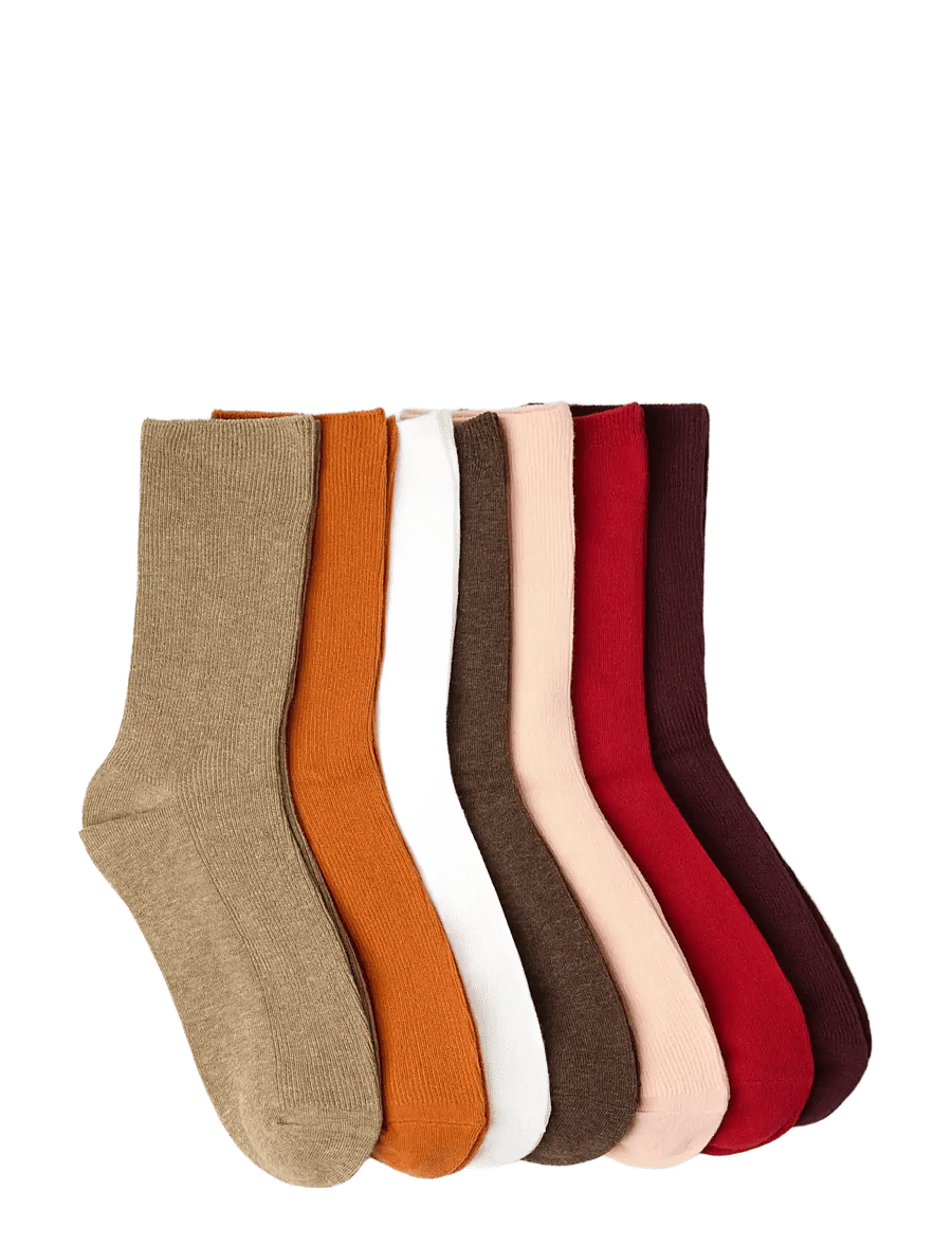 Lindex - Sock 7 p red neutrals - normale socken - dark beige melange - 1