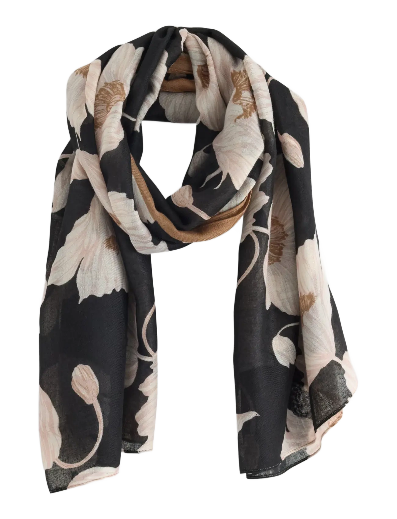 Lindex Scarf flower Stina - Tynde tørklæder - BLACK / black
