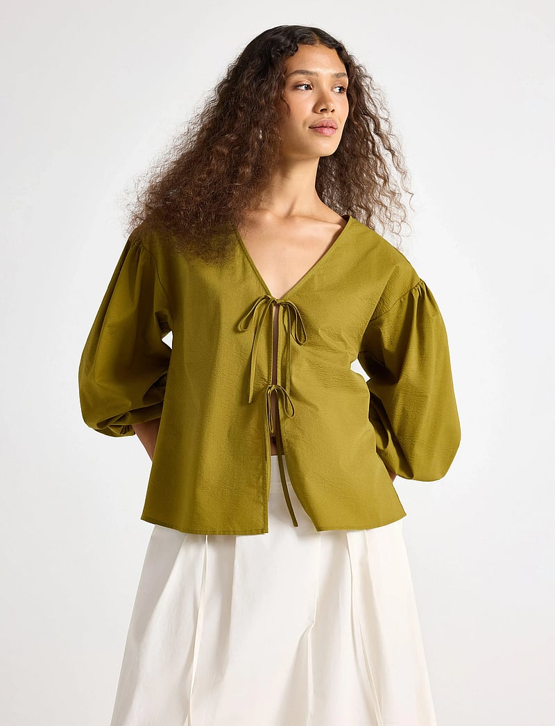 Lindex - Blouse Esther - långärmade blusar - dusty green - 0