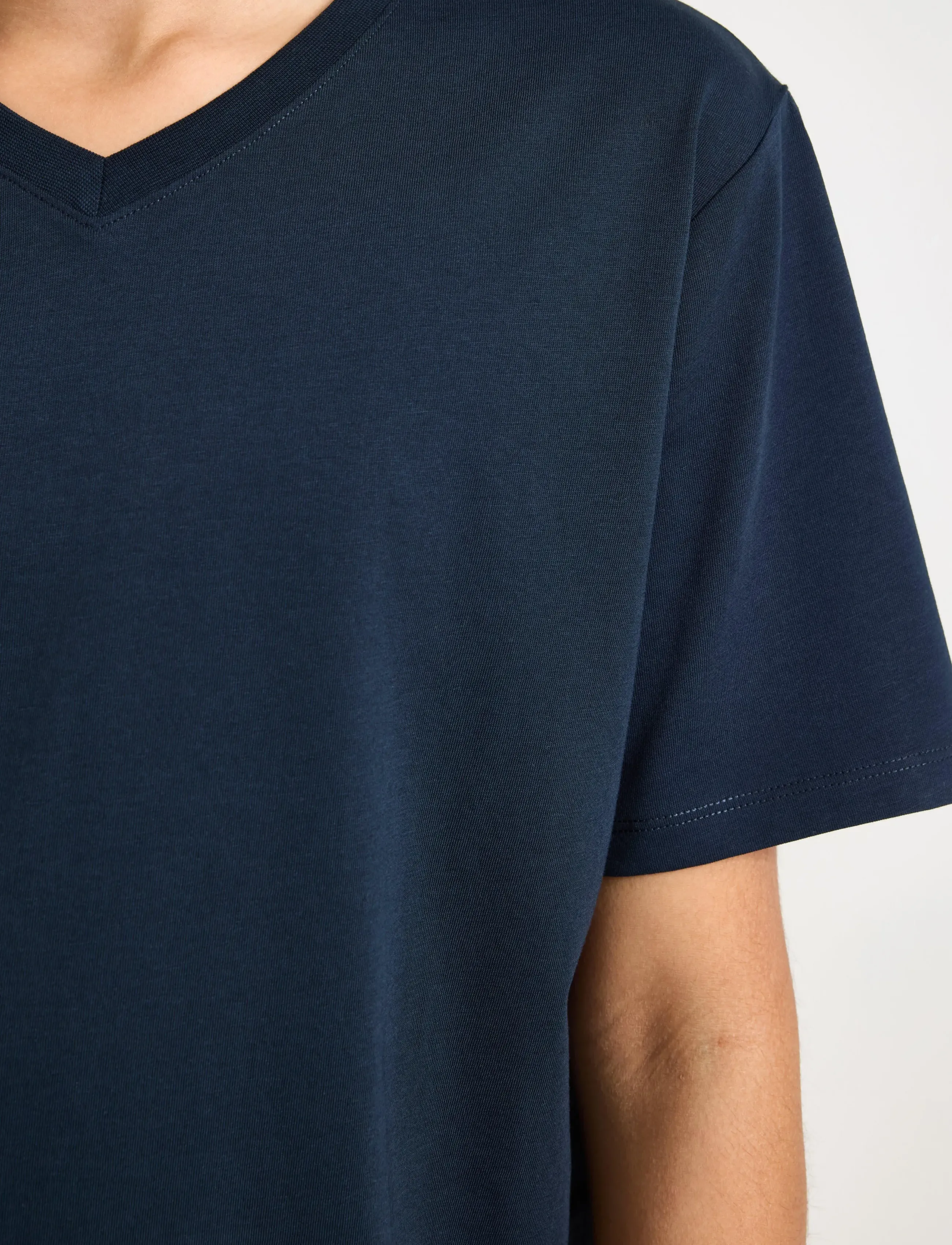 Lindex - T shirt v neck - short-sleeved t-shirts - dark navy - 4