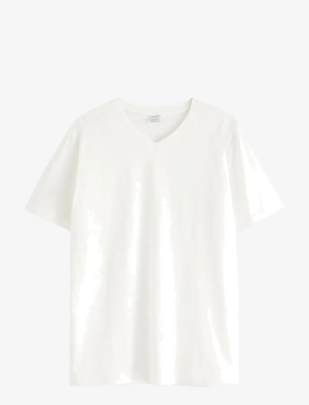 Lindex - T shirt v neck - lyhythihaiset t-paidat - off white - 1