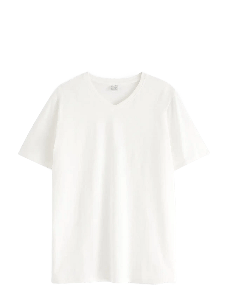 Lindex - T shirt v neck - lyhythihaiset t-paidat - off white - 1