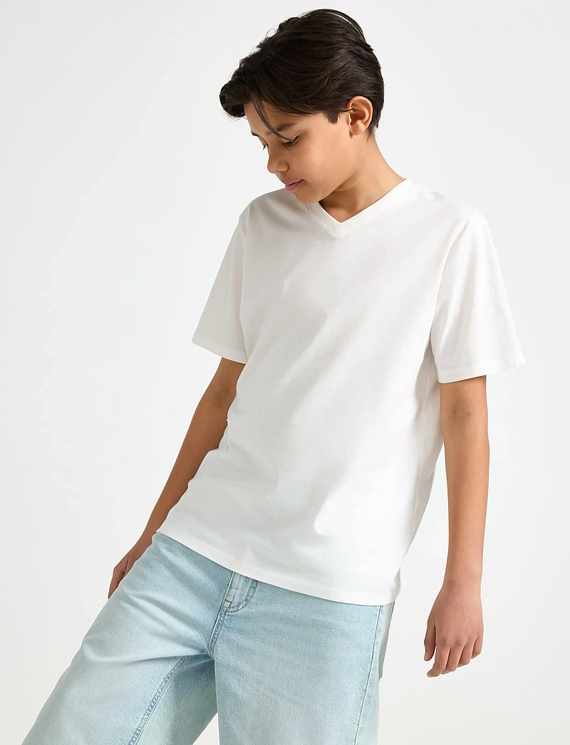 Lindex - T shirt v neck - lyhythihaiset t-paidat - off white - 0