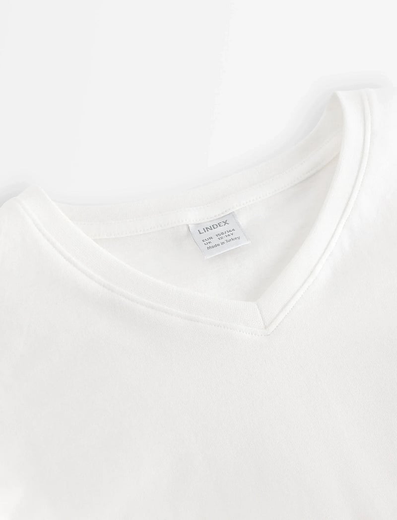 Lindex - T shirt v neck - lyhythihaiset t-paidat - off white - 5