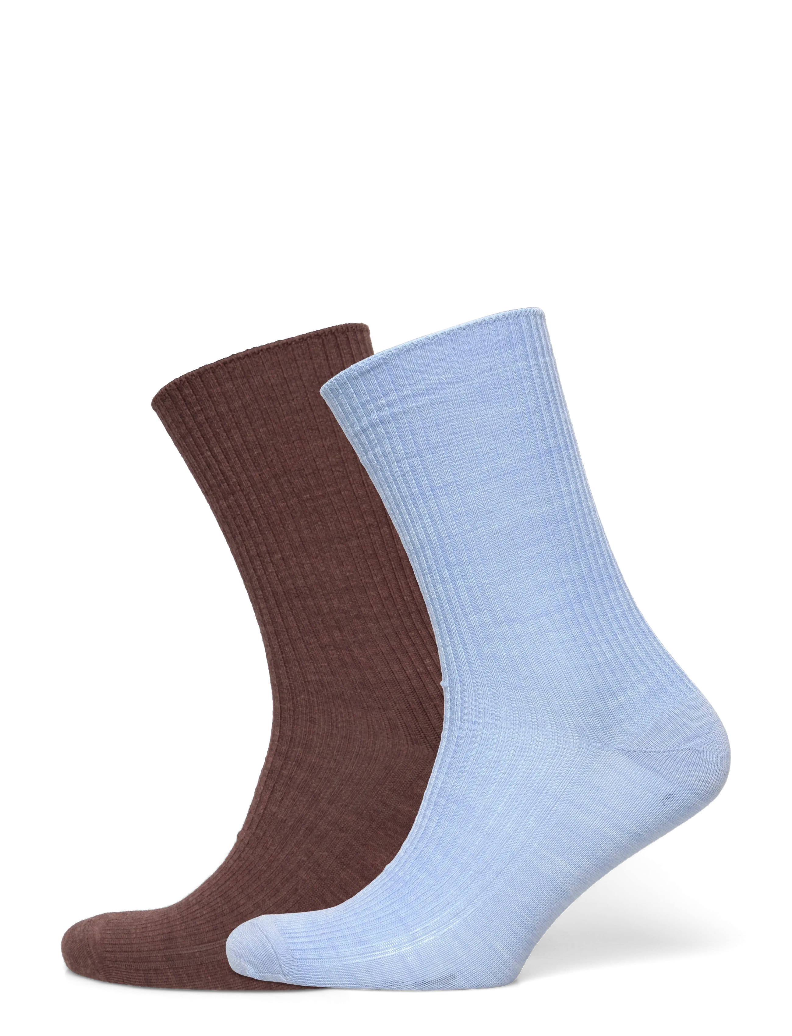 Lindex Sock 2 p merino rib folded cuf - Kolleksjoner - BROWN MELANGE / brown