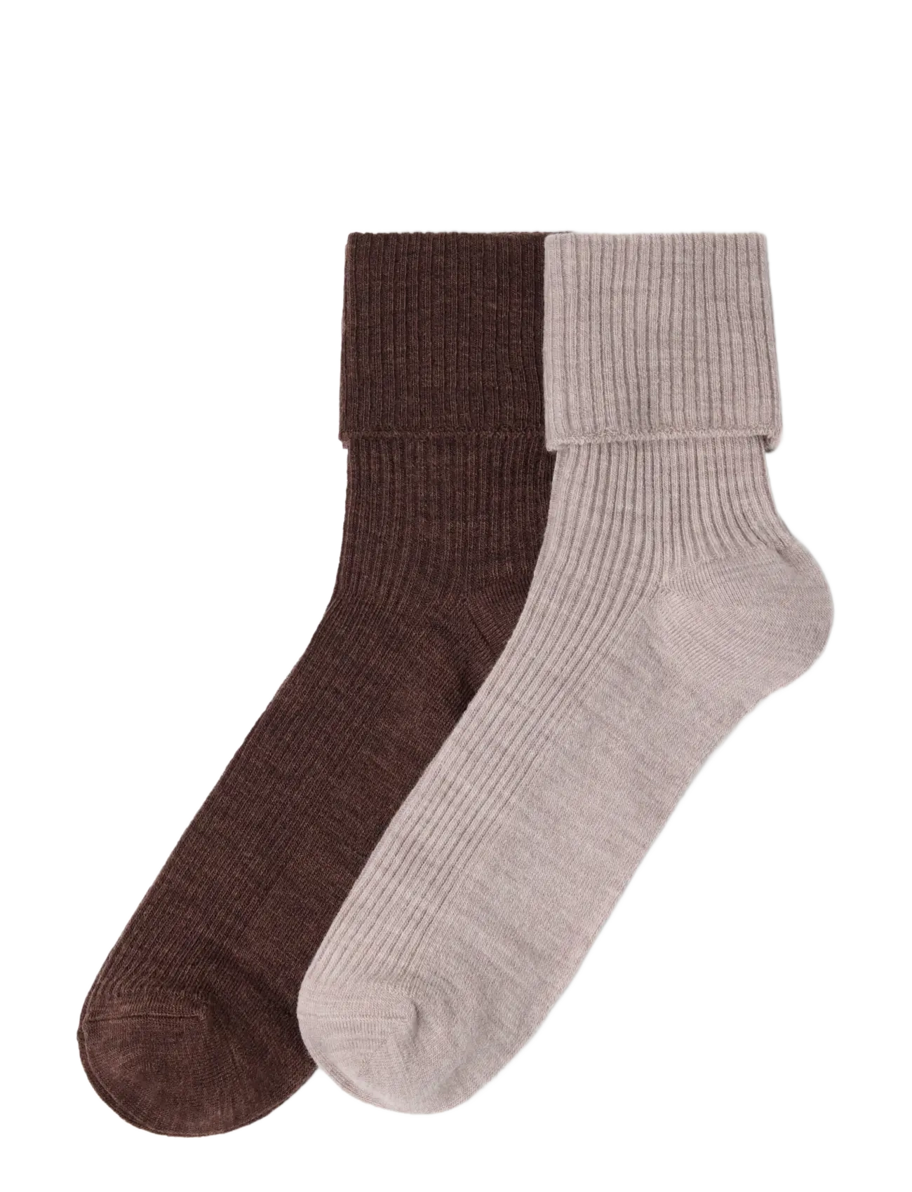 Lindex 2-pack ribbed socks in merino wool blend - Lindex - DUSTY BEIGE MELANGE / beige