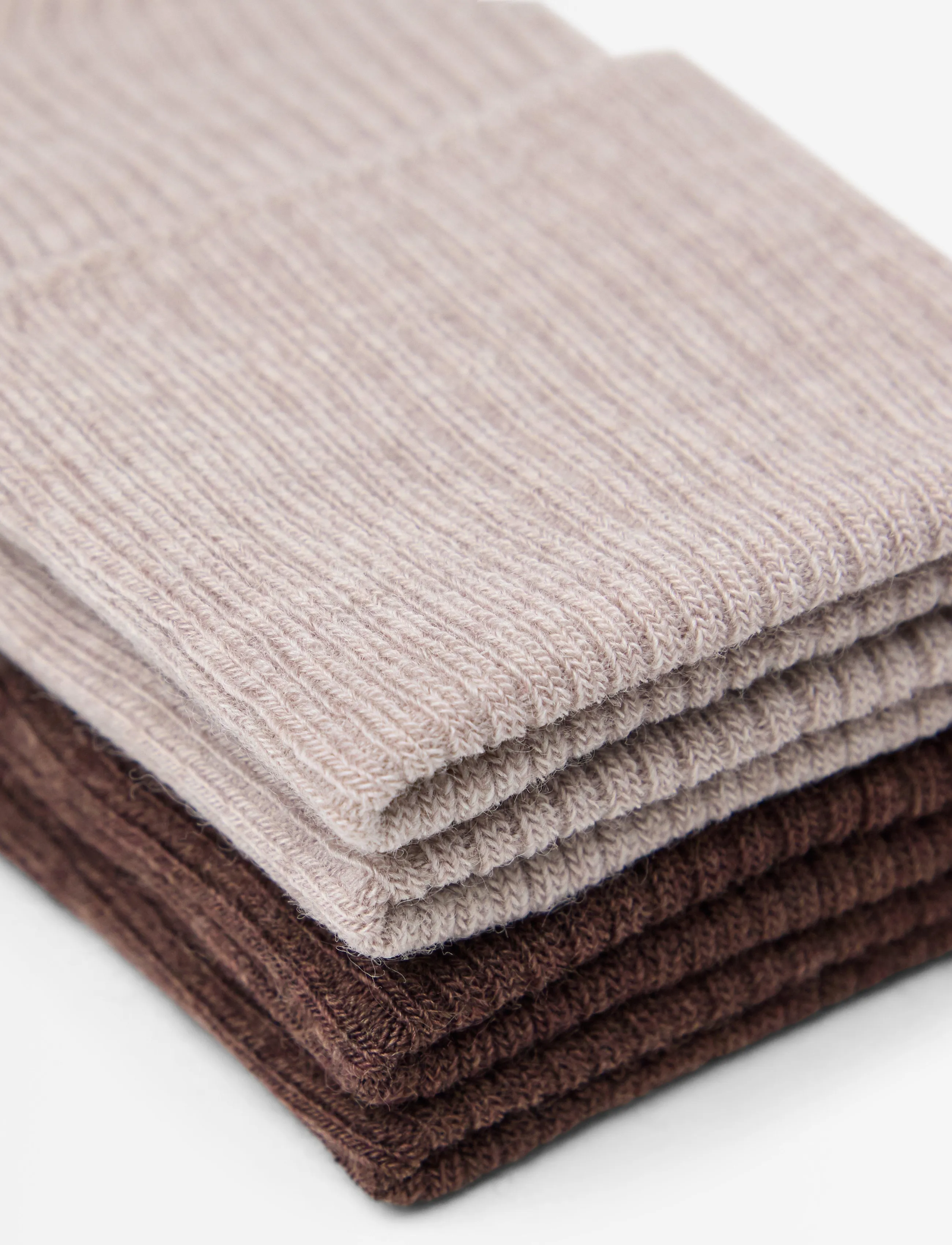 Lindex - 2-pack ribbed socks in merino wool blend - regular socks - dusty beige melange - 2