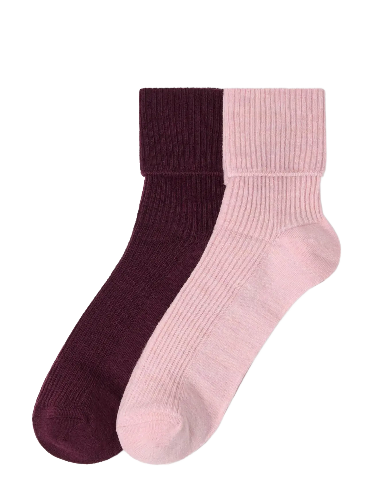 Lindex 2-pack ribbed socks in merino wool blend - Lindex - LIGHT PINK / pink/rose