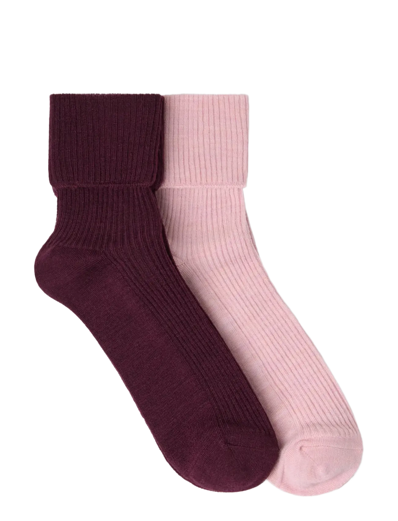 Lindex - 2-pack ribbed socks in merino wool blend - regular socks - light pink - 1
