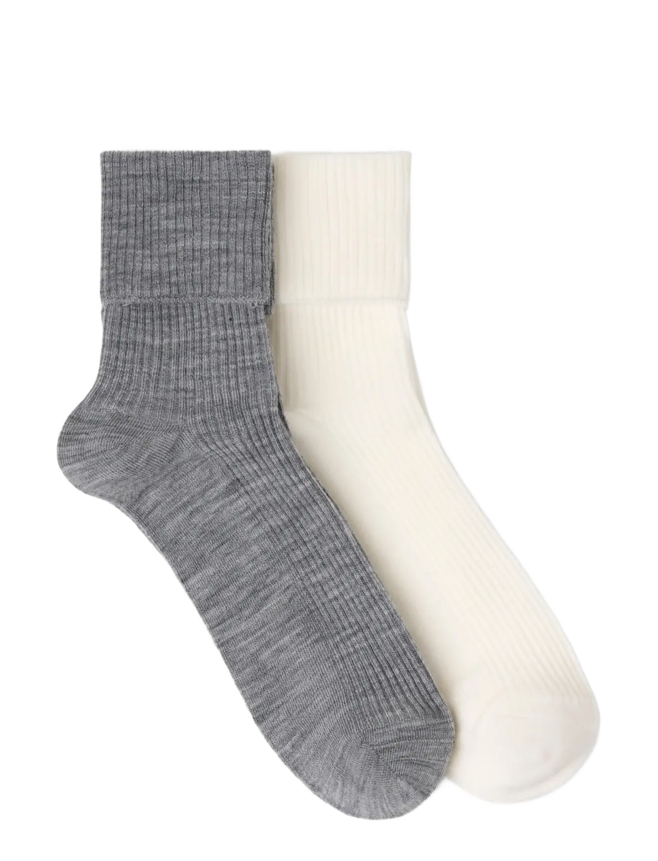Lindex - 2-pack ribbed socks in merino wool blend - regular socks - white - 1