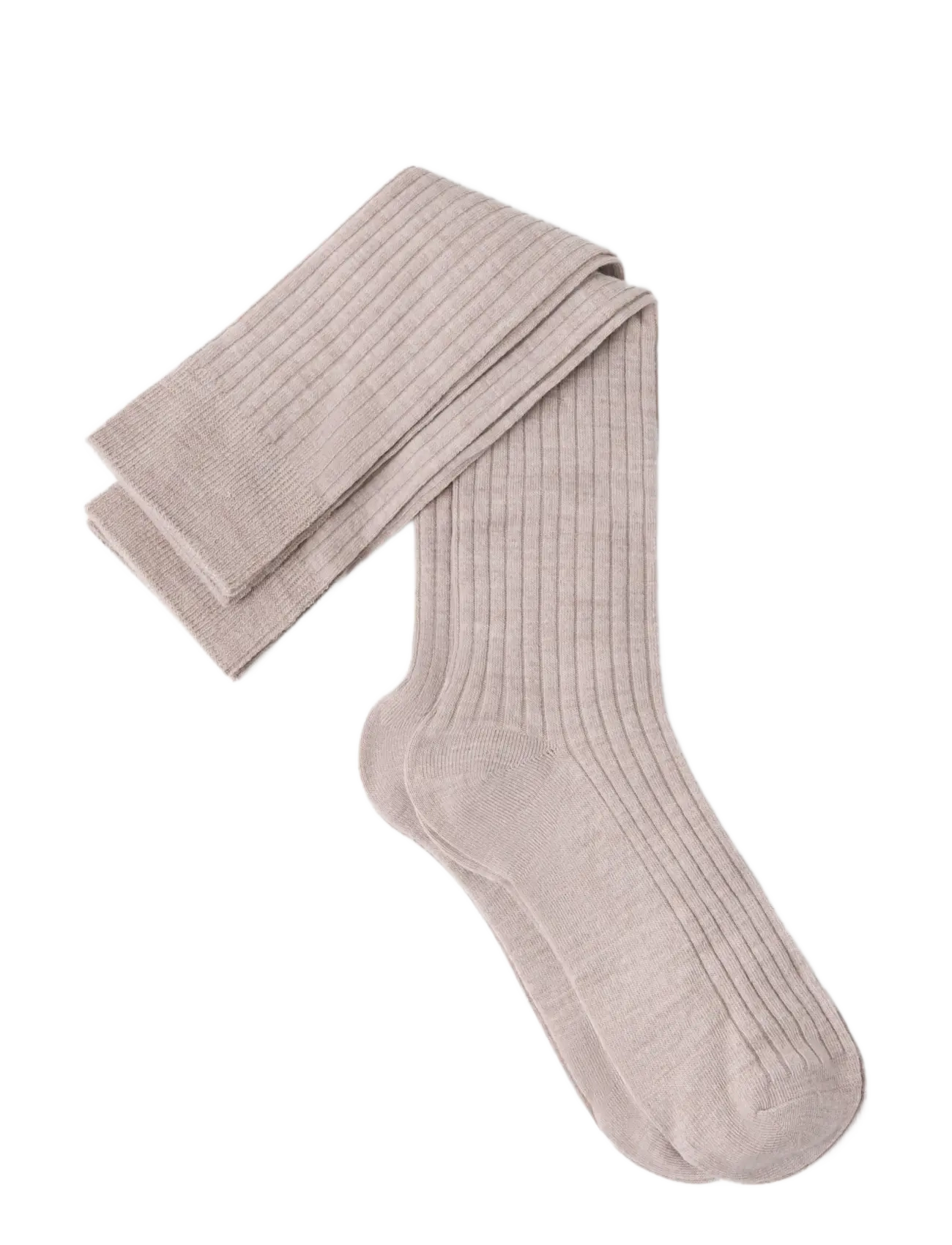 Lindex - 2-pack ribbed knee-high socks - knee-high socks - dusty beige melange - 1