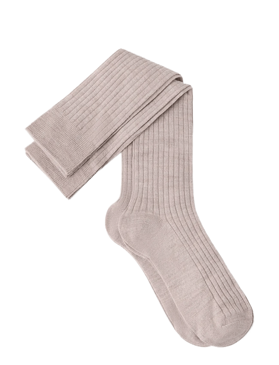 Lindex - 2-pack ribbed knee-high socks - knee-high socks - dusty beige melange - 1