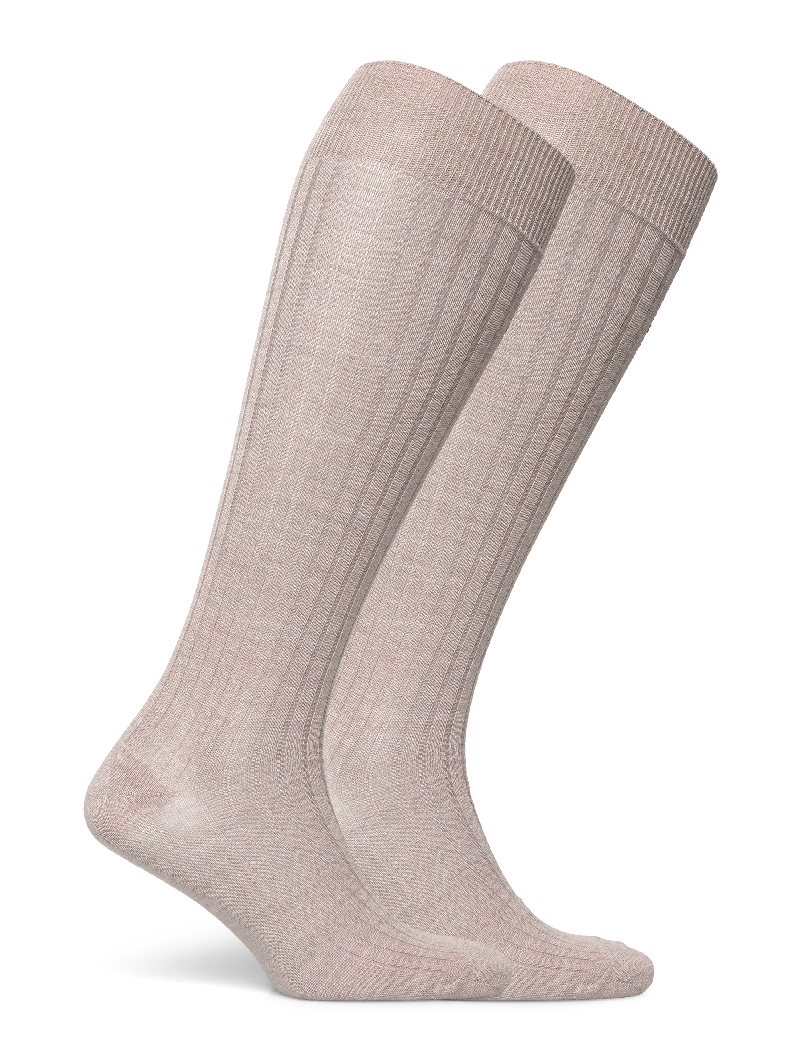 Lindex - 2-pack ribbed knee-high socks - knee-high socks - dusty beige melange - 3