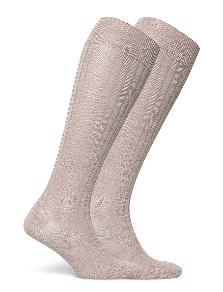 Lindex - 2-pack ribbed knee-high socks - knee-high socks - dusty beige melange - 3