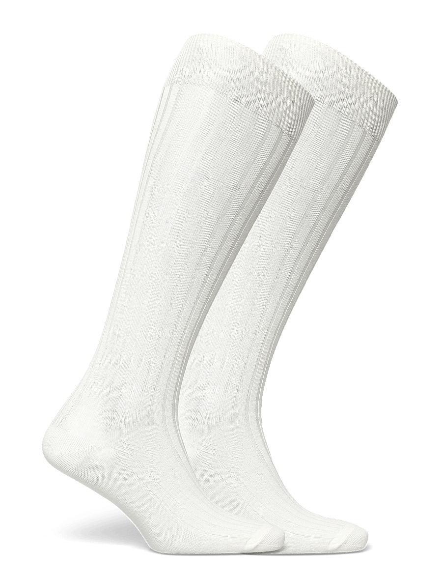 Lindex - 2-pack ribbed knee-high socks - põlvikud - white - 3