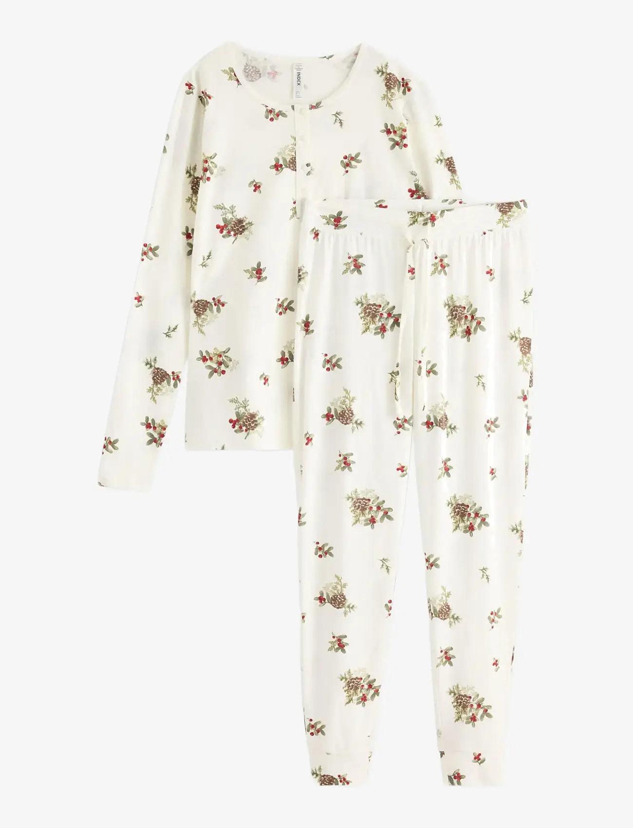 Lindex - Henley pyjama aop - julpyjamas - light white - 1