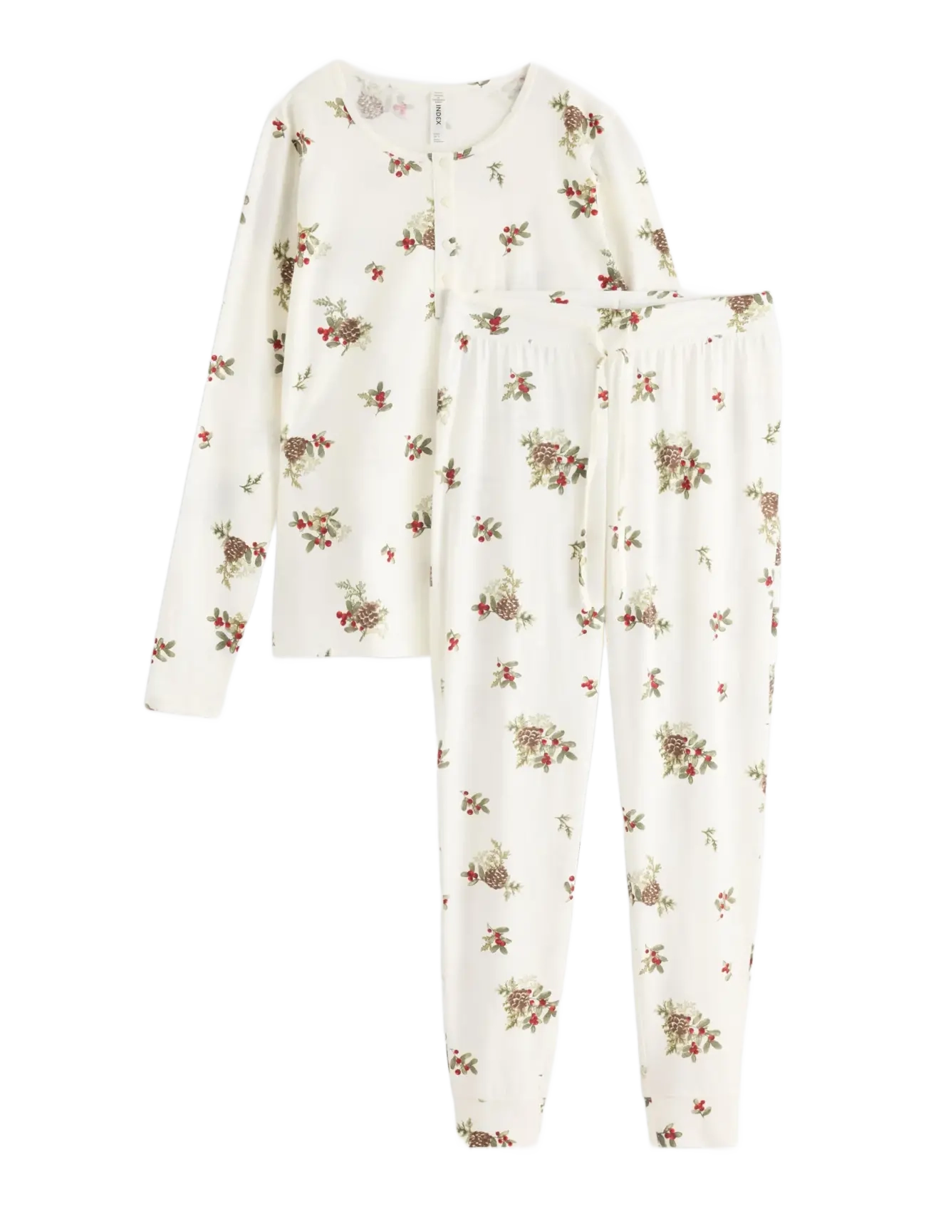Lindex Henley pyjama aop - Visa allt - LIGHT WHITE / cream