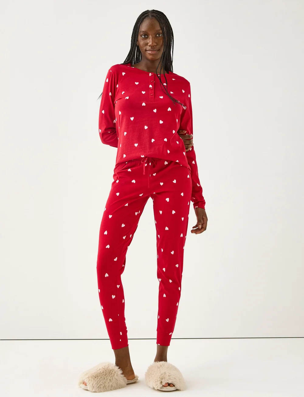Lindex - Henley pyjama aop - jõulupidžaamad - red - 0