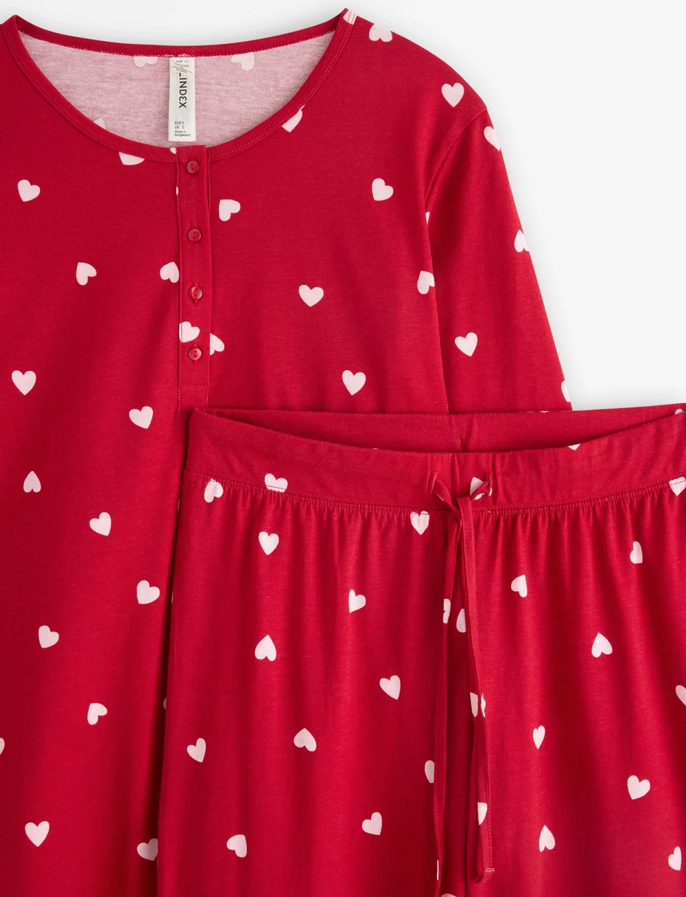 Lindex - Henley pyjama aop - jõulupidžaamad - red - 5