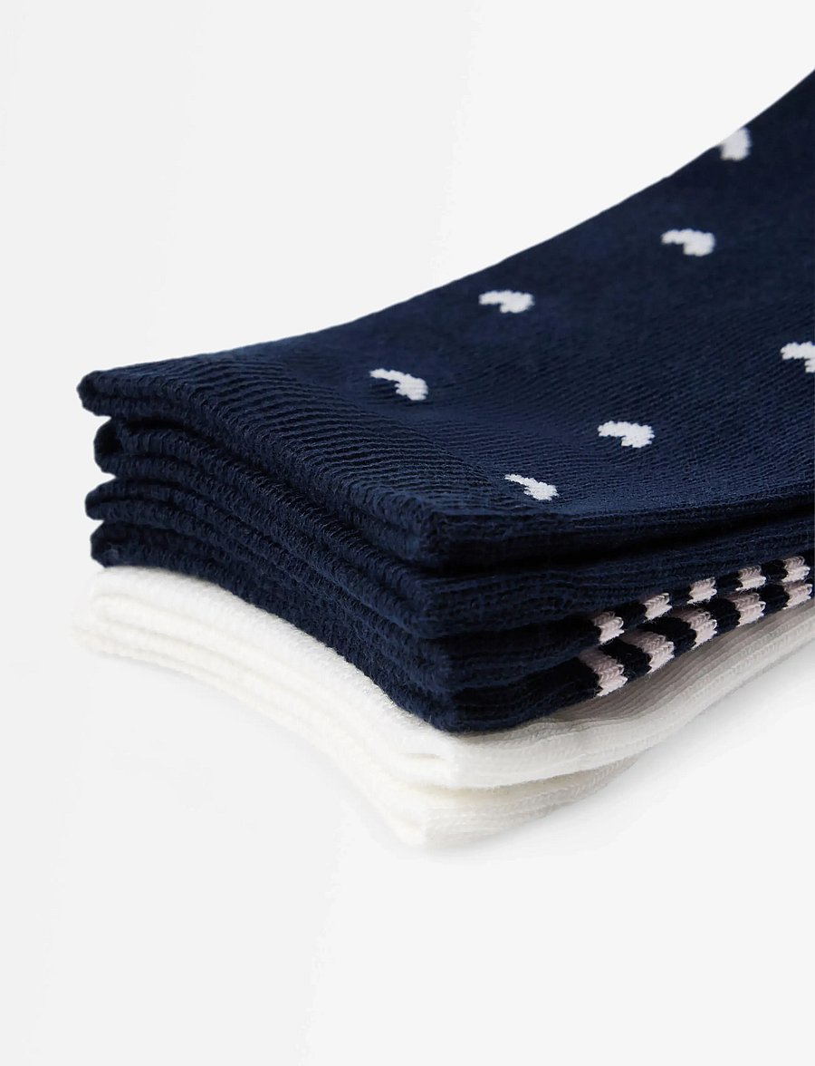 Lindex - Socks 3 pack BG hearts and str - strumpor - navy - 2