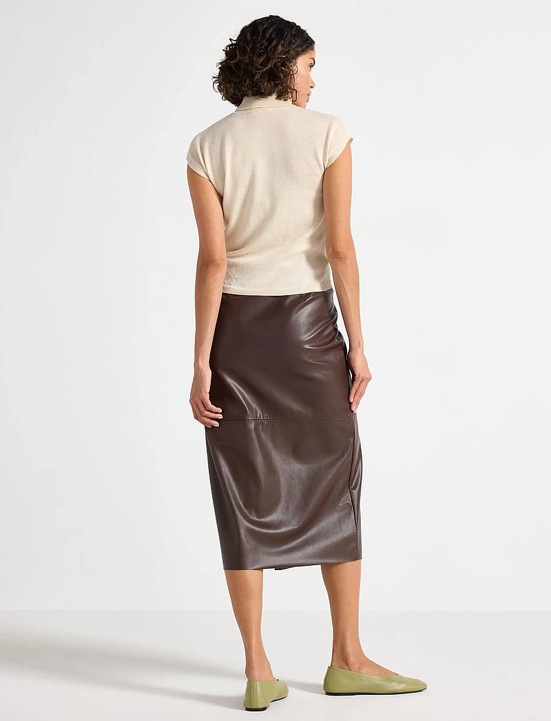 Lindex - Skirt Francy - slå-om-nederdele - dark brown - 3