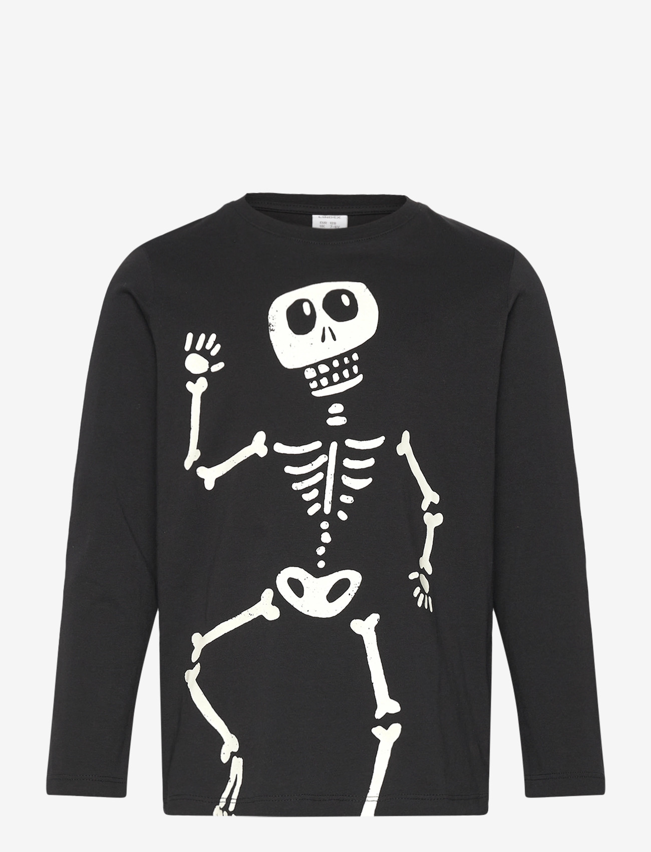 Lindex - Top LS Skeleton glow in the da - långärmade t-shirts - black - 1