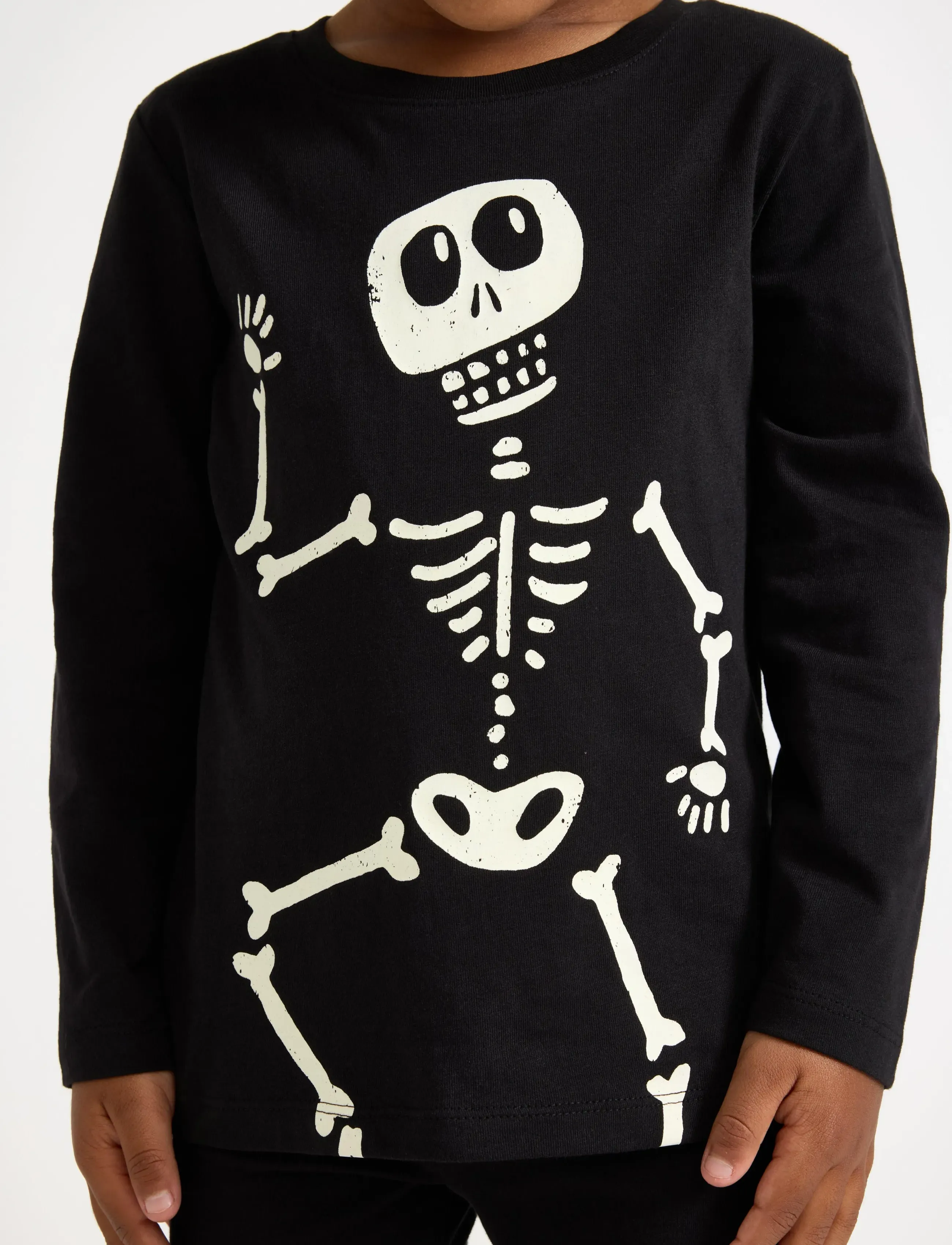 Lindex - Top LS Skeleton glow in the da - langärmelig - black - 4