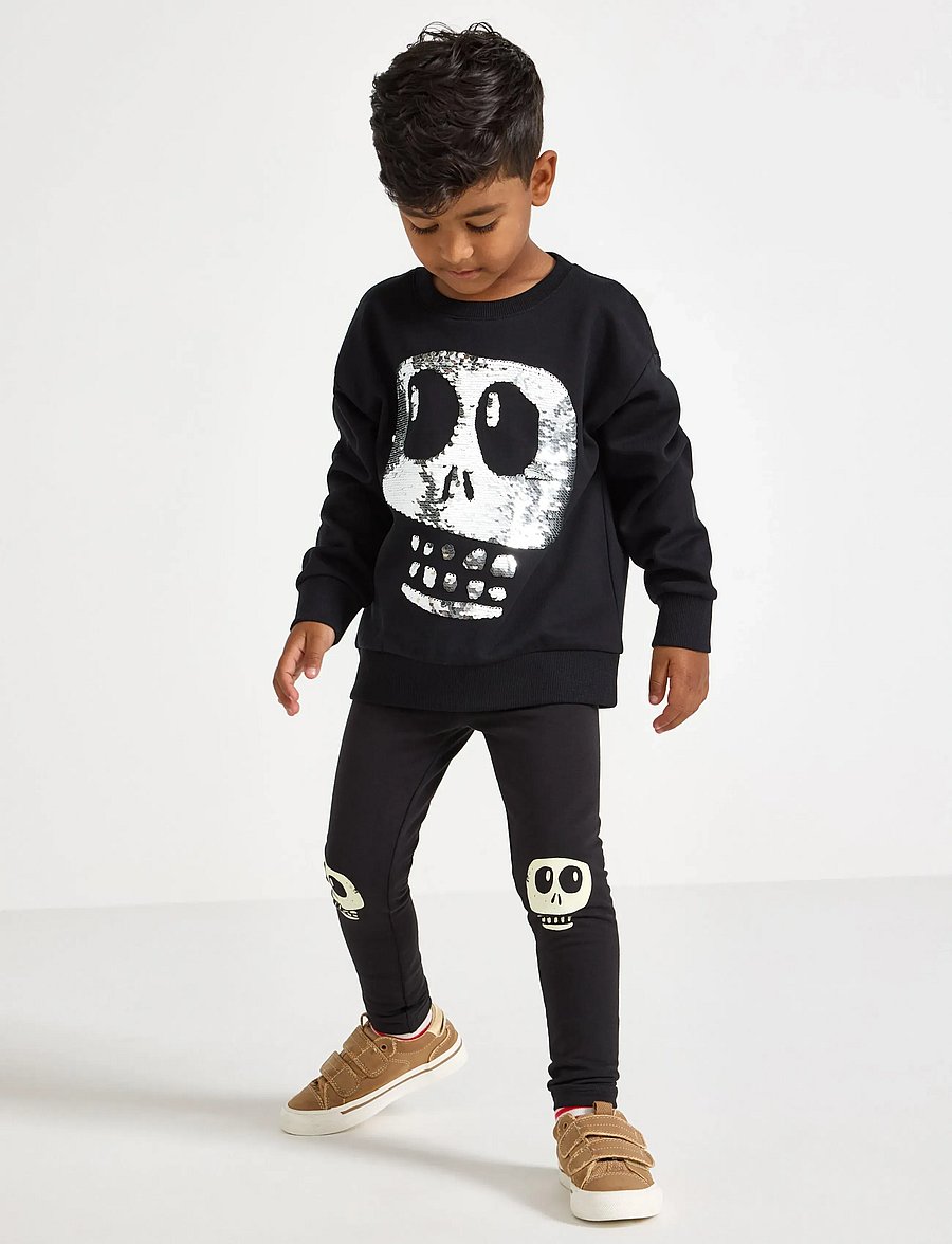 Lindex - Leggings Skull knee patch glow - leggings - black - 0