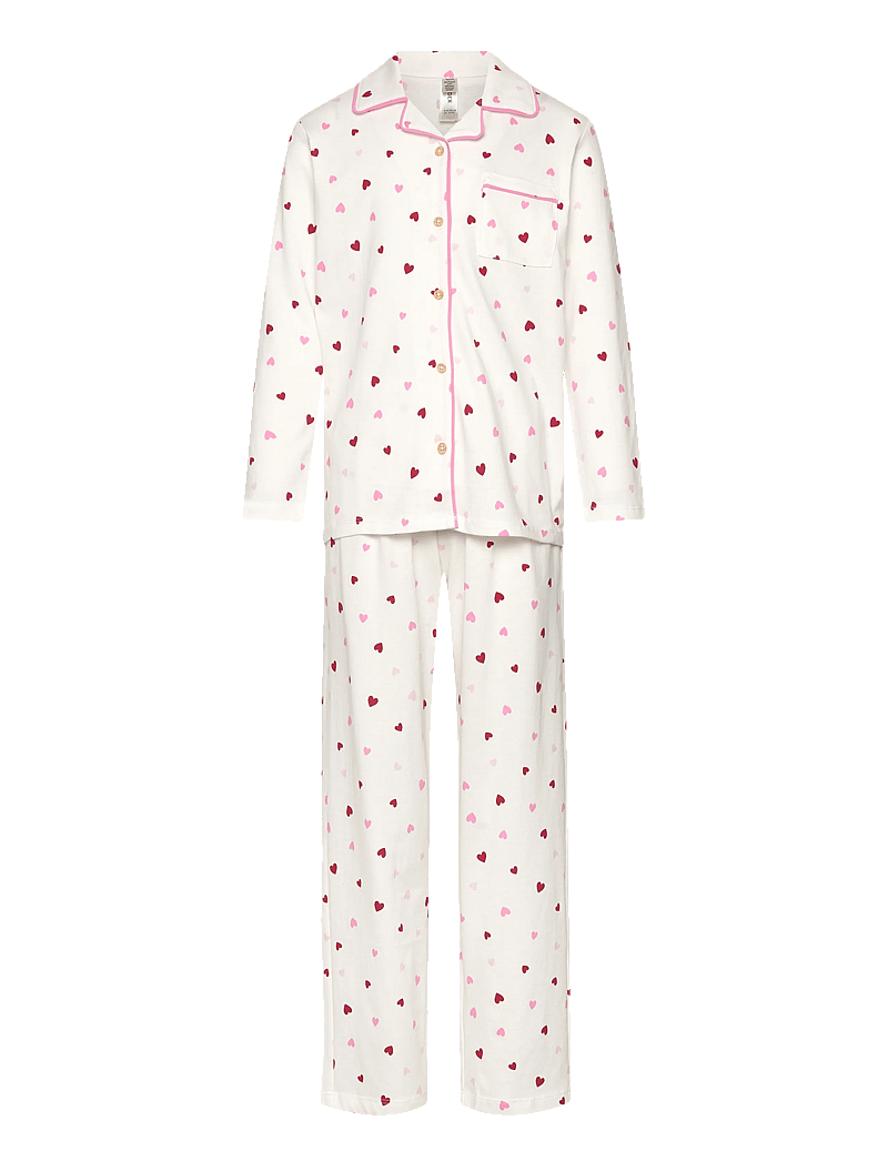 Lindex - Pyjama Hearts - pyjama-sets - light dusty white - 1