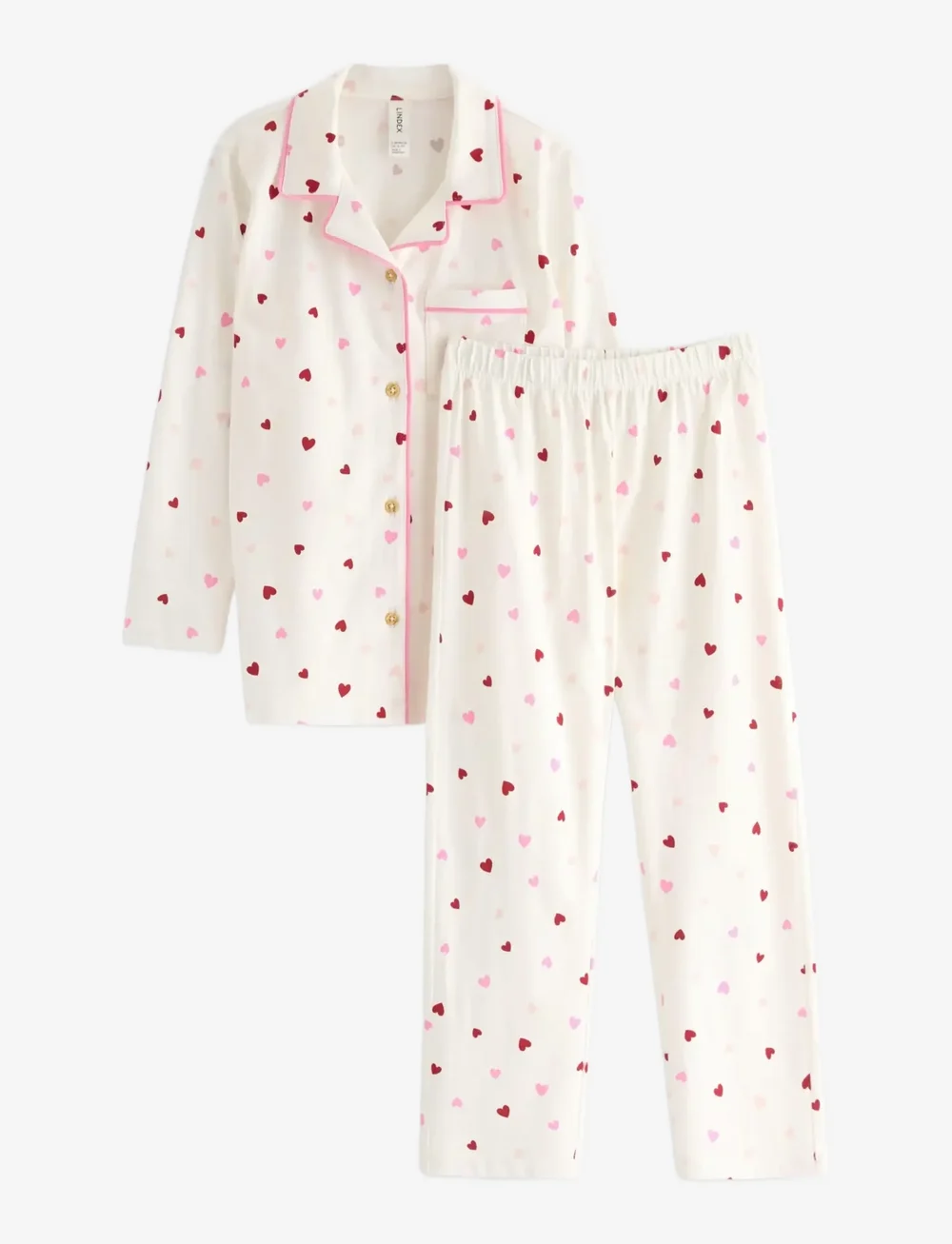 Lindex - Pyjama Hearts - pyjamasset - light dusty white - 1