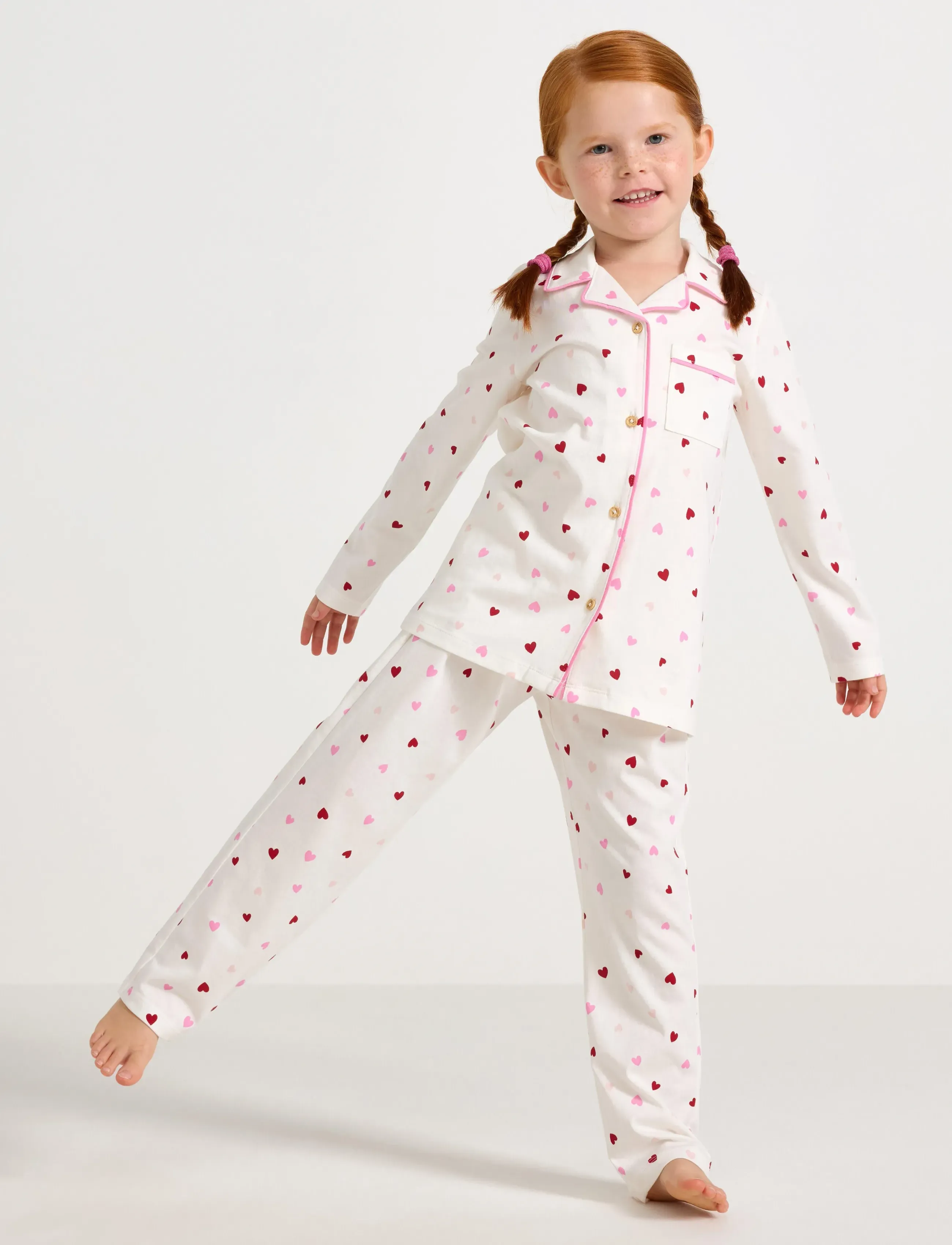 Lindex Pyjama Hearts, 92, White, Pyjamas > Pyjamas-Sæt, Børn