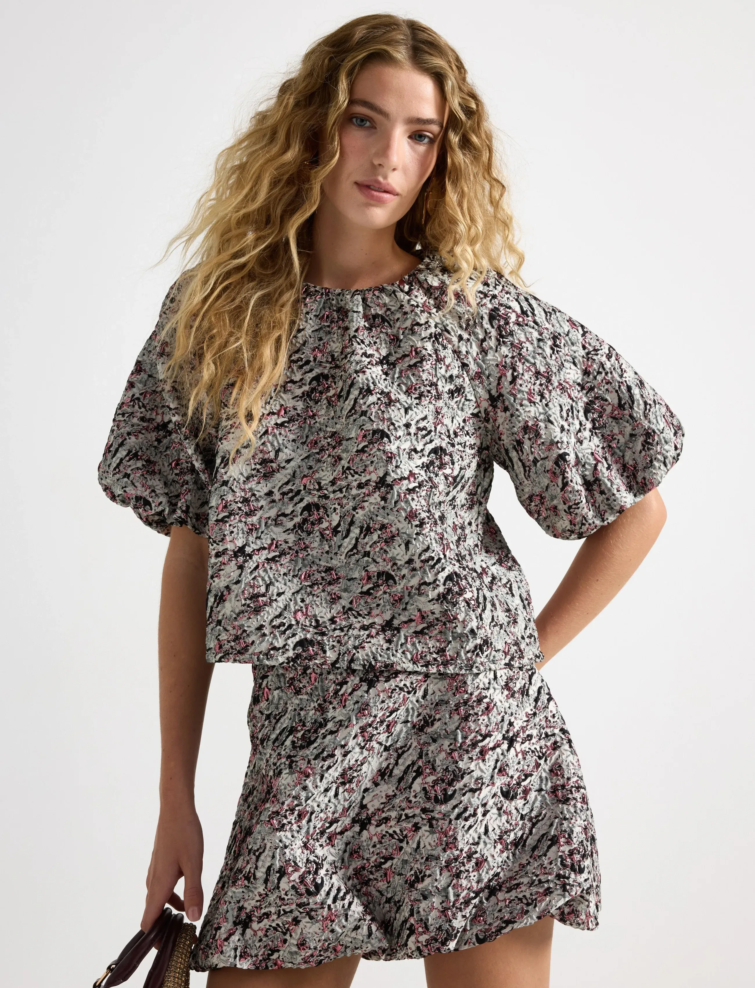 Lindex Blouse Kylie, L, Blouses, Mehrfarbig/gemustert - Short-sleeved, Frauen
