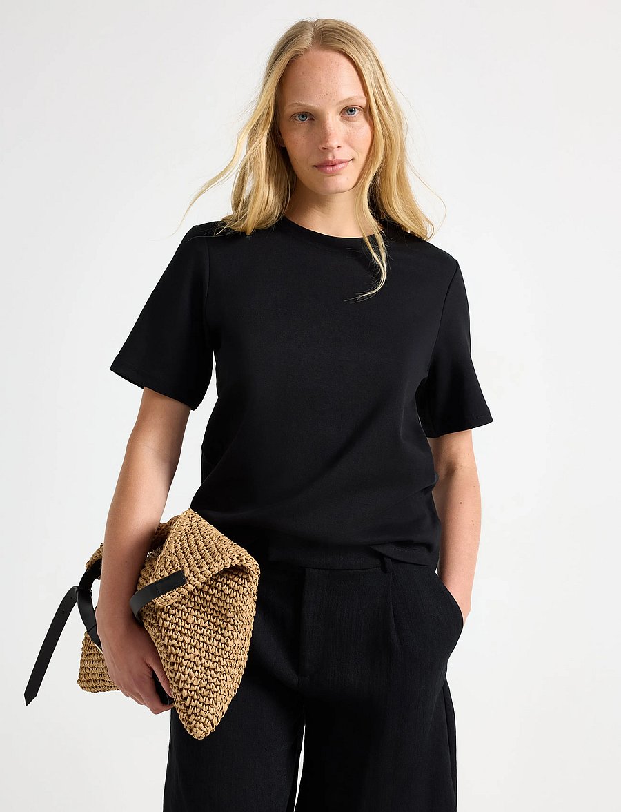 Lindex - T-shirt in heavy cotton - t-paidat - black - 0