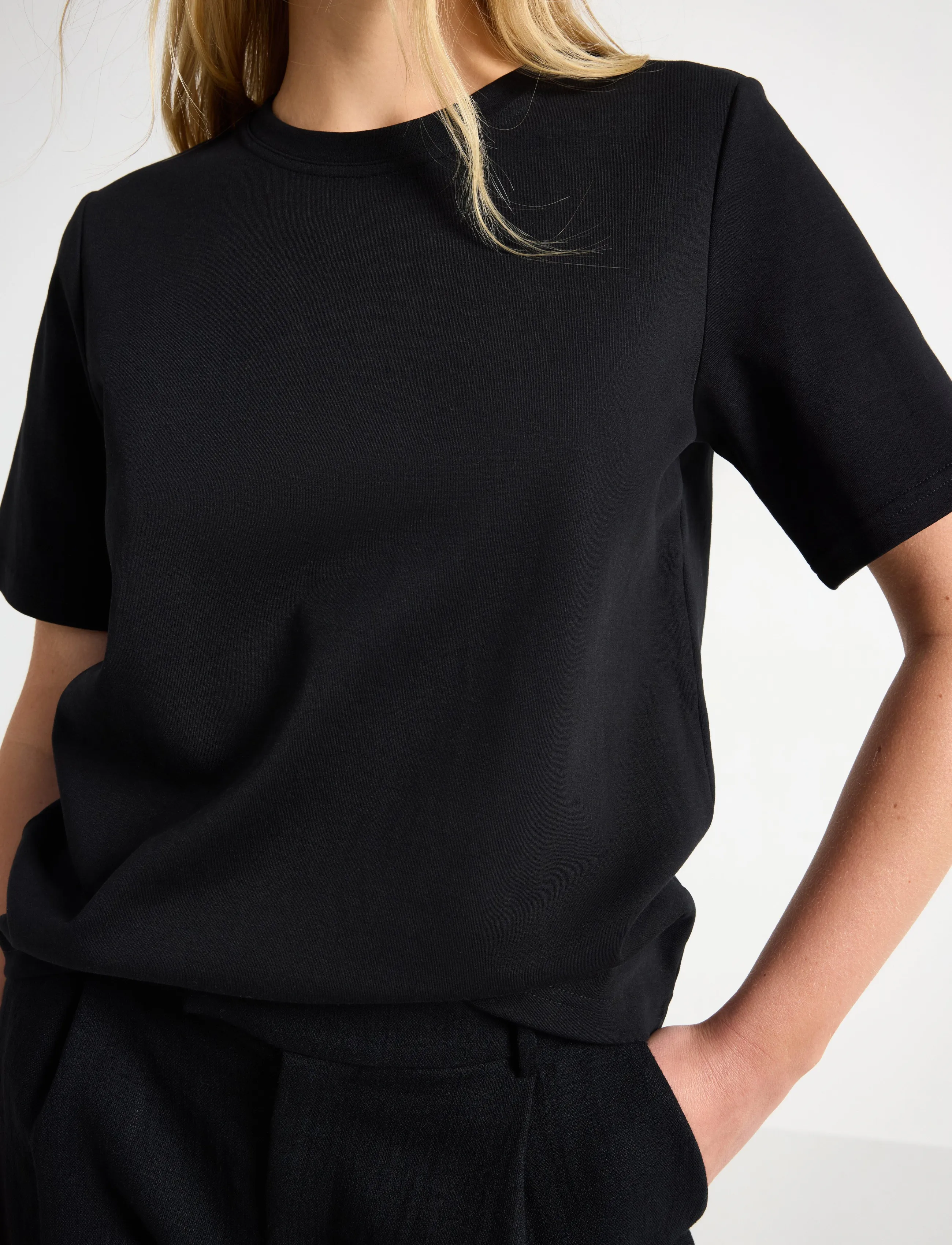 Lindex - T-shirt in heavy cotton - black - 4