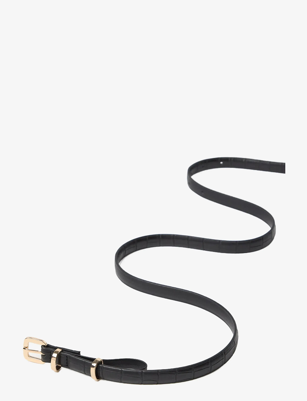 Lindex - Belt in croco 1 5cm - black - 1