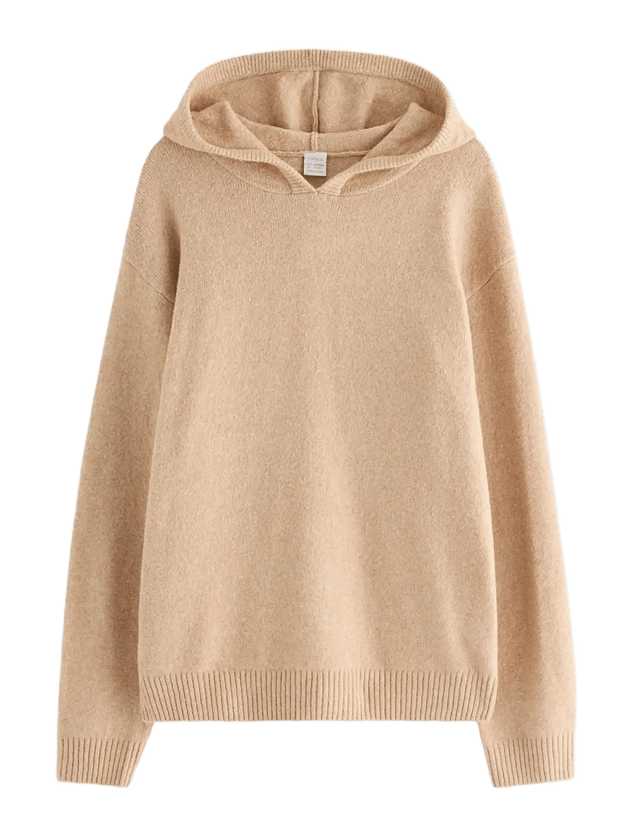 Lindex - Sweatshirt hood knitted - huvtröjor - beige melange - 1