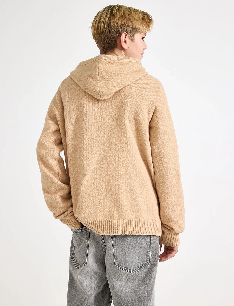 Lindex - Sweatshirt hood knitted - huvtröjor - beige melange - 3