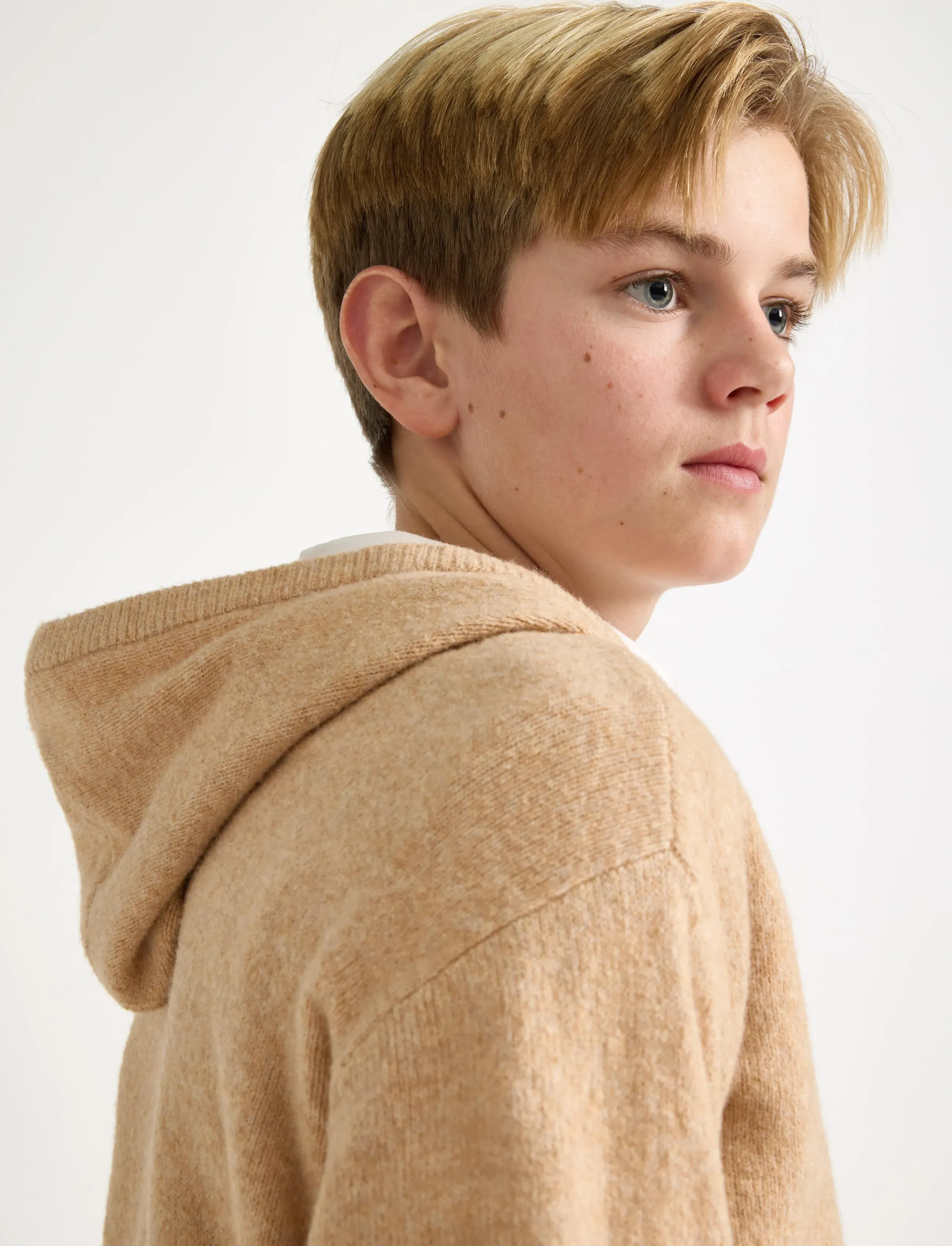 Lindex - Sweatshirt hood knitted - kapuzenpullover - beige melange - 4