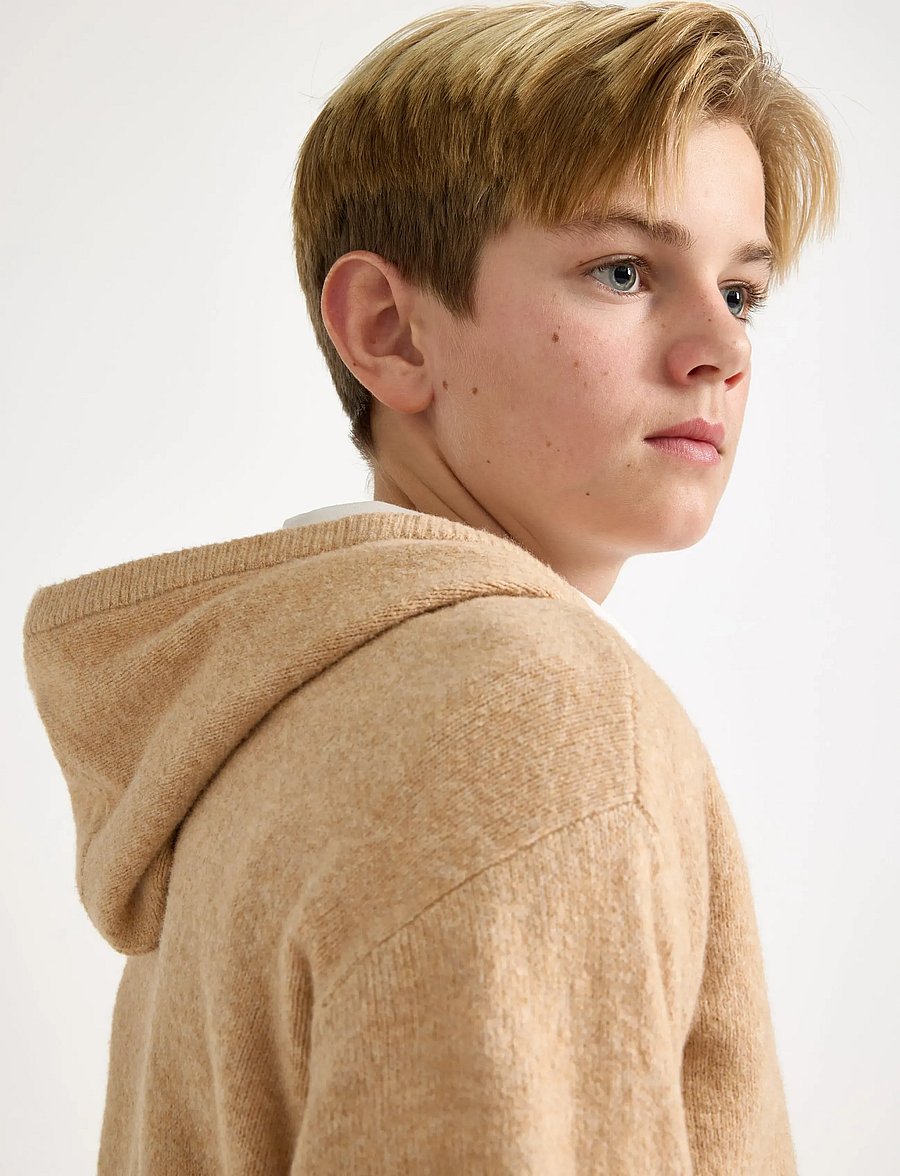 Lindex - Sweatshirt hood knitted - huvtröjor - beige melange - 4